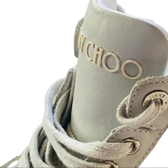 Jimmy Choo Cream Sneakers with Gold Details - Picture 1 of 12